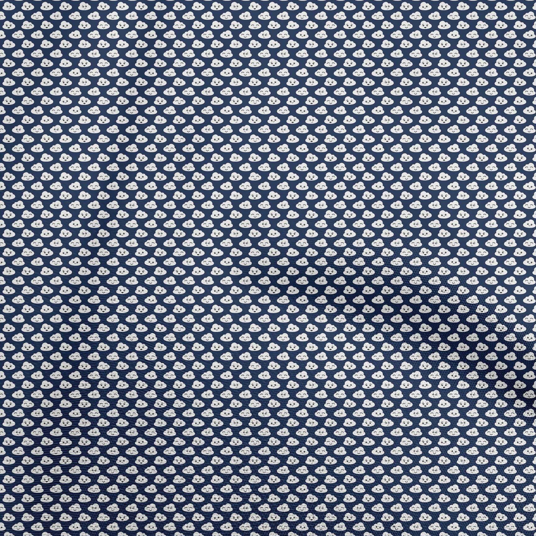 oneOone Velvet Navy Blue Fabric Cloud Sewing Material Print Fabric By The Yard 58 Inch Wide