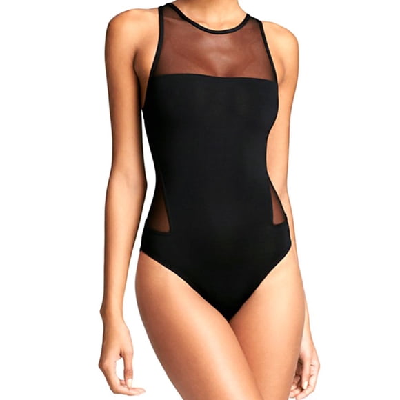 Women Swimwear New Black Sexy Gauze Backless Elastic Beachwear BK/XXL