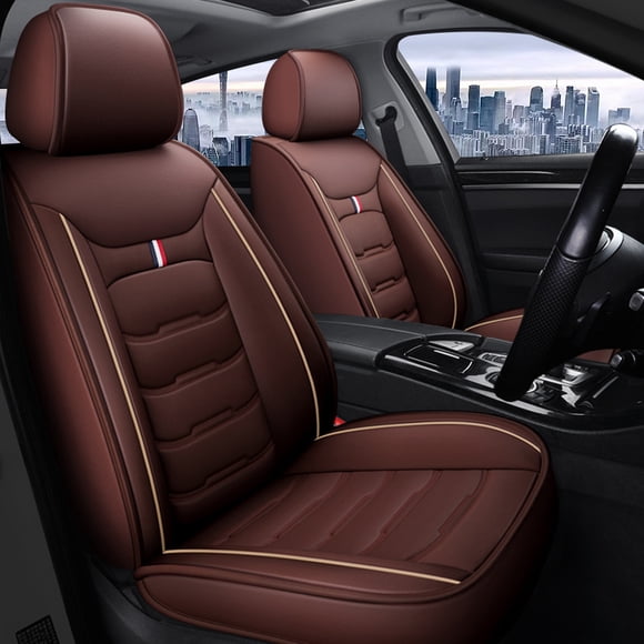 Maidao Car Seat Covers Leather Set for Chevrolet for impala 2006-Present 5 Seats Compatible Airbag Water Resistant Front Rear Cushion Protector Coffee