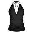 thumbnail image 3 of Women's Tankini Top No Bottom V Neck Swim Top - Nylon & Spandex, Ruched Design for Tummy Control, 3 of 3