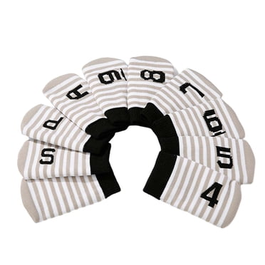 Wweixi 10Pcs Golf Iron Head Covers Knitted Durable Golf Covers Wedges for Men Women White Black White Khaki 6x10.5cm