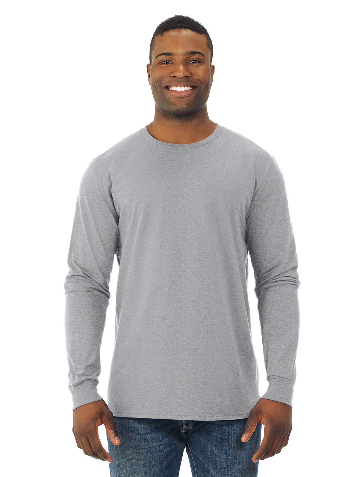 Fruit Of The Loom Mens Sofspun Long Sleeve T-Shirt, 2XL, Athletic Heather