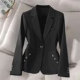 thumbnail image 2 of Veste Noire pour Femmes, Travail Bureau, Élégante, Brunch, à Boutons, Manches Longues, Tenues Blazer pour Dames, Col Roulé, Unie, Hiver Automne Blazer 2025, Vêtements Doux et Confortables, TTG, 2 of 5
