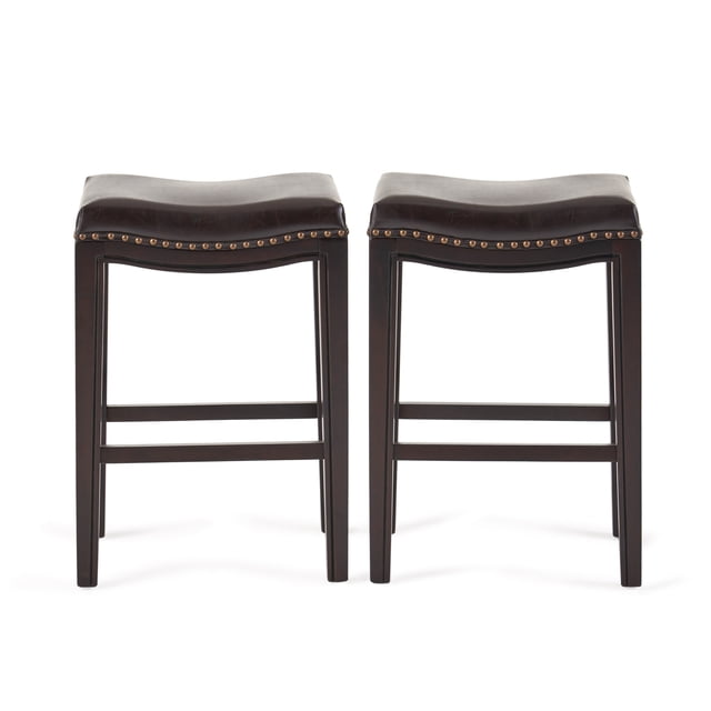Noble House Tabouret de Comptoir Sans Dossier Intérieur, Ensemble de 2, Marron