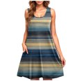 thumbnail image 2 of Ovzne Robes d'Été pour Femmes Robe de Plage Robe Décontractée pour Femmes Grande Taille Sans Manches à Col Rond Robe Courte à Rayures Robe d'Été Liquidation, 2 of 5