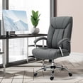 thumbnail image 2 of Vinsetto Home Office Chair Linen Fabric Computer Chair with Armrests Grey, 2 of 10