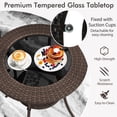 thumbnail image 3 of Patiojoy Outdoor Side Table with Storage PE Wicker Patio Bistro Table with Tempered Glass Tabletop, 3 of 9