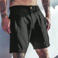 thumbnail image 2 of Men's Linen Shorts Classic Slim - Elastic Waist Summer Beach Pants, 7 Inch Inseam, 70% Rayon 30% Linen, 2 of 6