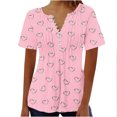 thumbnail image 1 of Blouses pour Femmes Haut Imprimé à Col en V Boutonné à Manches Courtes pour Femmes, 1 of 1