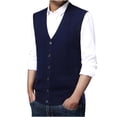 thumbnail image 3 of Styesk Jackets for Men Men's Wool Sleeveless Waistcoat Loose Knitted Solid Color Cardigan, 3 of 4