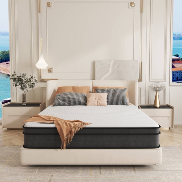 Full Mattress, 10 Inch Hybrid Double Mattress in a Box, Individually Wrapped Pocket Coils Innerspring Mattress with Motion Isolation and Pressure Relief, CertiPUR-US, 190cm L x 137cm W x 25cm H