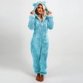 thumbnail image 3 of TIMIFIS Pyjama pour Femmes en Peluche à Manches Longues avec Fermeture Éclair, Combinaison à Capuche, Pyjama Décontracté, Mode, Couleur Unie, Grenouillère, Tenue de Détente, 3 of 6