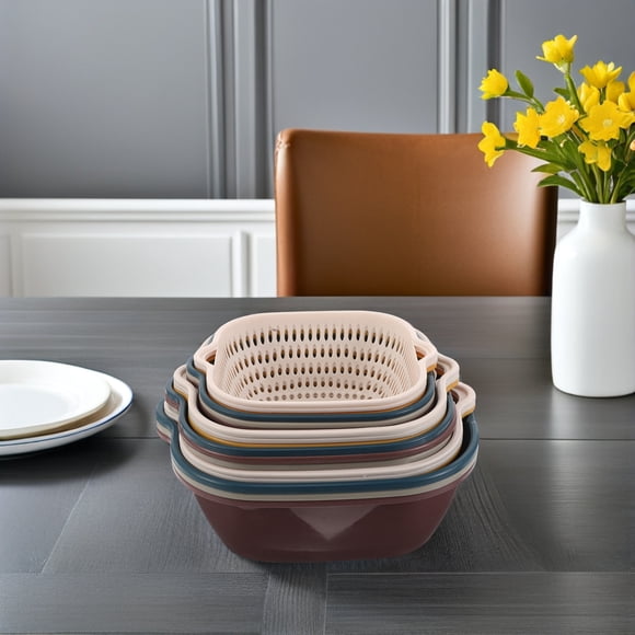 UPGRATOR 18 Ensembles Panier Égouttoir pour Fruits et Légumes de Couleurs Assorties avec Trous de Drainage de Précision pour l'Égouttage en Cuisine