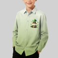 thumbnail image 2 of RXMEKW Chemise à Manches Longues Imprimée pour la Saint-Patrick pour Garçons avec Col Rabattu, 95 % Coton 5 % Spandex, Vert, 2 of 7