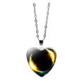 thumbnail image 1 of Solar System Planet Galaxy Glass Universe Heart shaped Pendant Necklace, 1 of 9