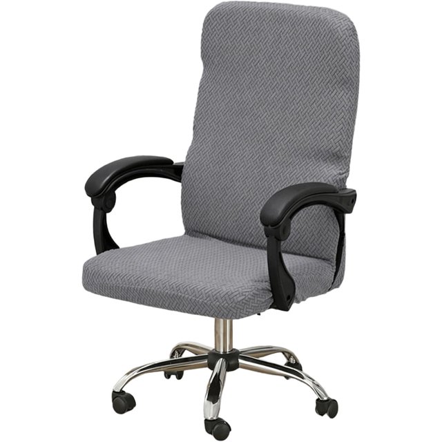 Office Chair Covers,Stretch Thick Computer Rotating Chair Cover with Zipper,for Office Desk Computer Chair Four Seasons(Gentleman Gray,M)