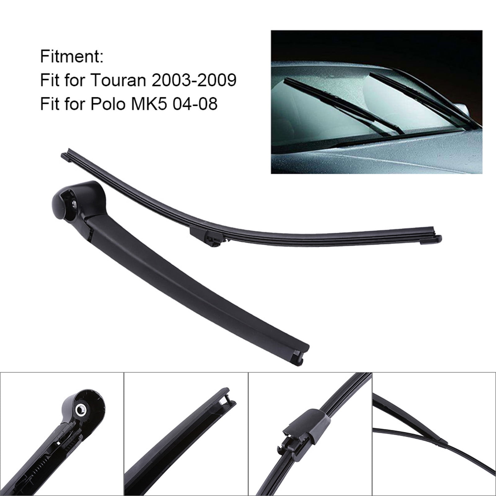 Rear Wiper Arm Blade, Back Windshield Wiper Assembly Replacement For  And For  MK5