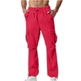 thumbnail image 1 of Hot Pink Pants for Mens Fall Summer Wild Cargo Track Gym Brunch Jogger Ruched Ripped Paperbag Straight Leg Elastic Waist Distressed Basic Long Leg Pants Mens 2025 S, 1 of 9