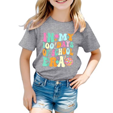 B91xZ Grands T-Shirts pour Filles T-Shirt de la Saint-Patrick à Manches Courtes, Gris 160