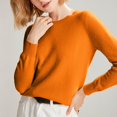 thumbnail image 4 of ManxiVoo Chandail à Capuche Tricoté à Manches Longues et Col Rond pour Femmes, Automne Hiver, Tenue Décontractée, Taille TG, Orange, 4 of 8