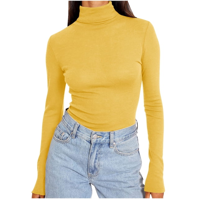 BLVB Women's Turtleneck Long Sleeve Base Layer Shirts Fall Fashion Basic Thermal Underwear Tops Winter Clothes
