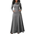thumbnail image 1 of ZANZEA Robe Longue Unie pour Femmes, Soirée, Nœud, Manches Longues, Poches, 1 of 6