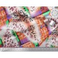 thumbnail image 2 of Soimoi Orange Velvet Fabric Geometric & Leopard Animal Skin Decor Fabric Printed Yard 58 Inch Wide, 2 of 3