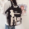 thumbnail image 4 of Women Fashion Contrast Color Backpack Travel School Large Cute Knapsack (Black), 4 of 7