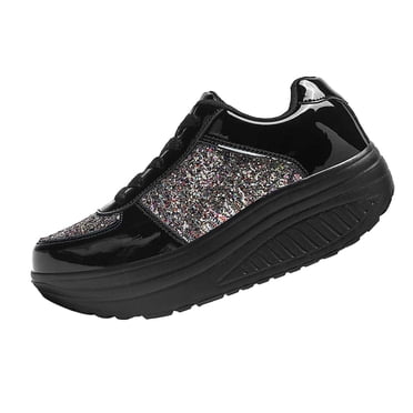 CEHVOM Women's Ladies Wedges Sneakers Sequins Sandals Girls Sport Shoes