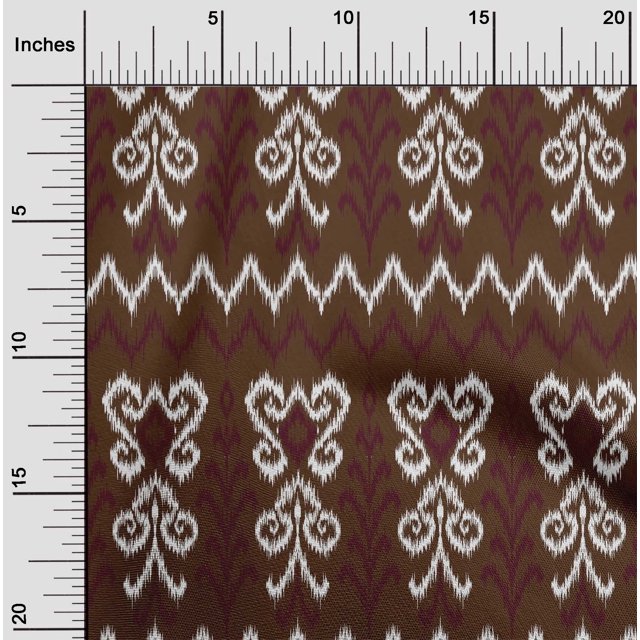oneOone Silk Tabby Fabric Chevron & Swirl Ikat Print Sewing Fabric BTY 42 Inch Wide