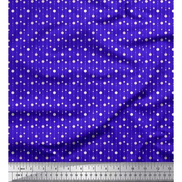 Soimoi Blue Cotton Voile Fabric Line & Circle Geometric Decor Fabric Printed Yard 56 Inch Wide