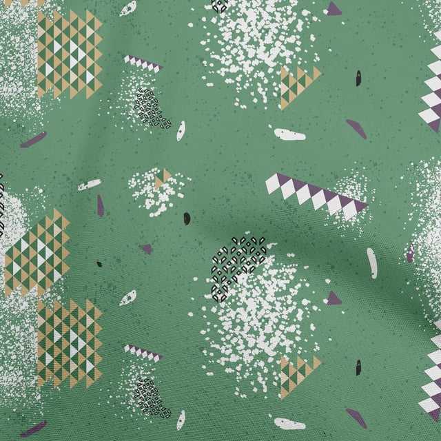 oneOone Cotton Poplin Green Fabric Geometric Sewing Material Print Fabric By The Yard 42 Inch Wide