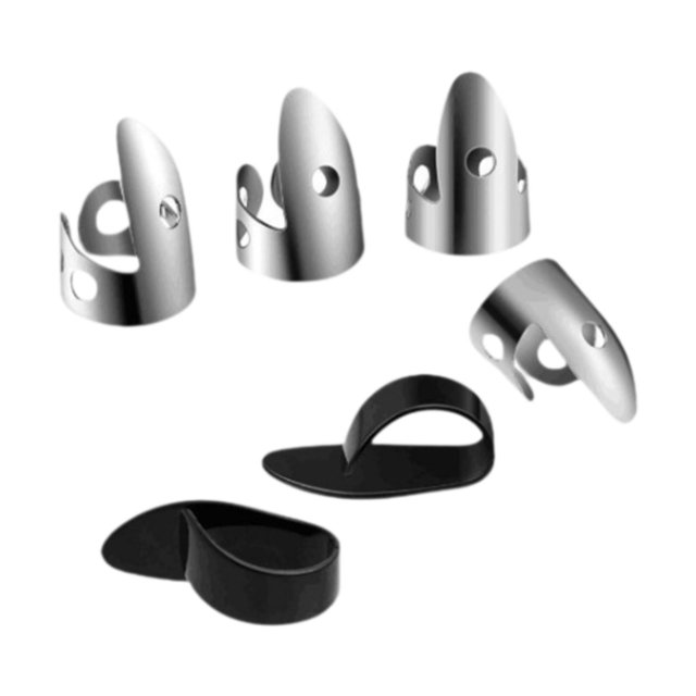 Xuanheng 6 Pieces Finger Thumb Picks Set Stainless Steel Finger Picks and Thumb Picks