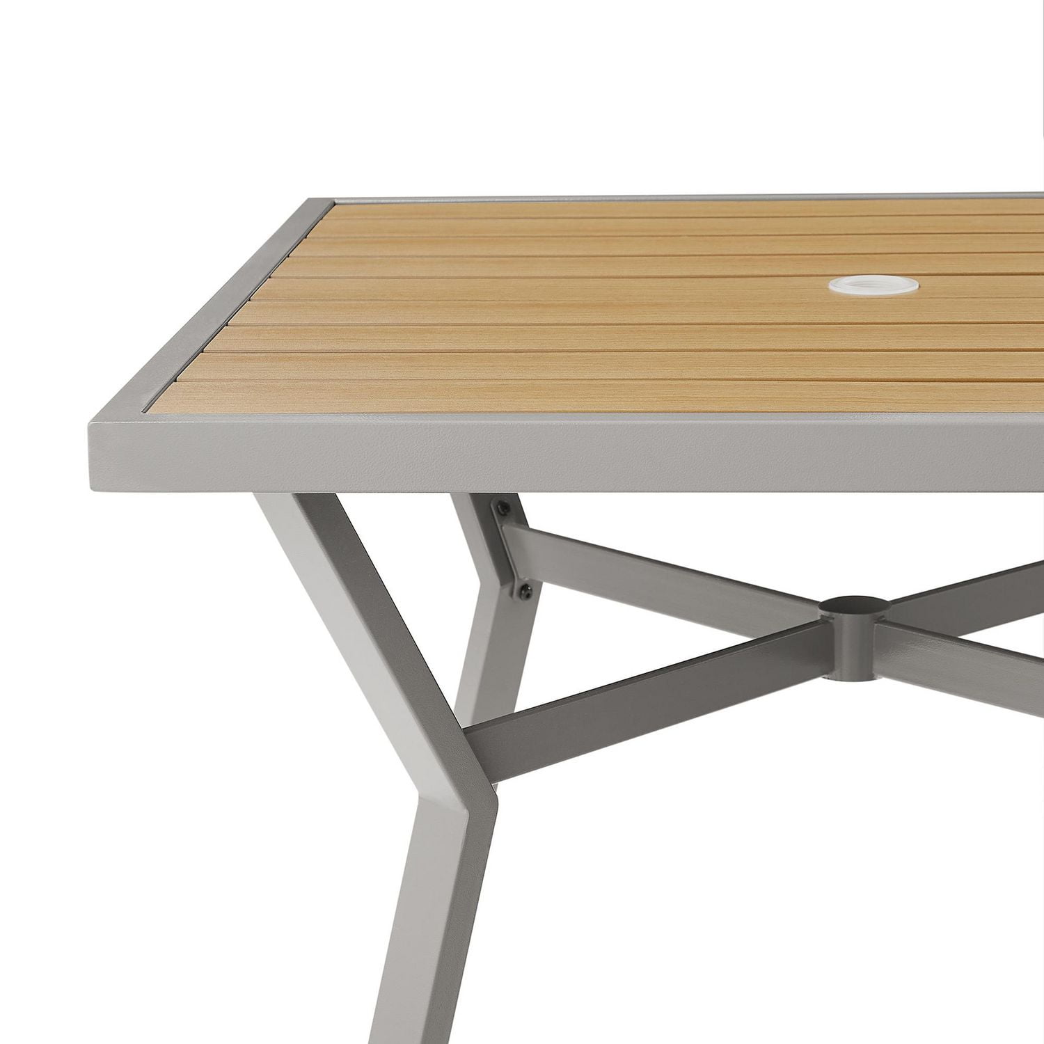 Songmics Home Sencillo Collection - Patio Table with Umbrella Hole, Faux Wood, Gray and Beige