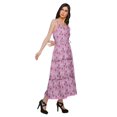 thumbnail image 3 of Moomaya Robe Longue Maxi pour Femmes en Coton Imprimé à Bretelles Spaghetti et Col en V, 3 of 6
