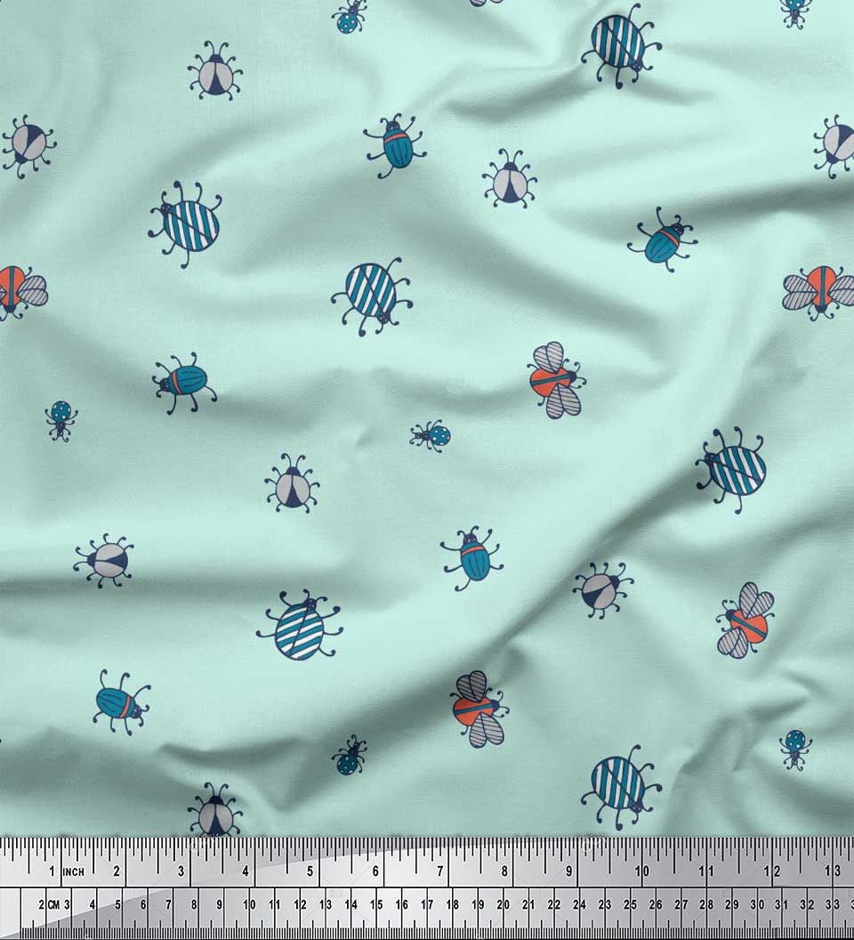 Soimoi Georgette Viscose Fabric Moth & Light Bug Insects Print Fabric by The Yard 42 Inch Wide