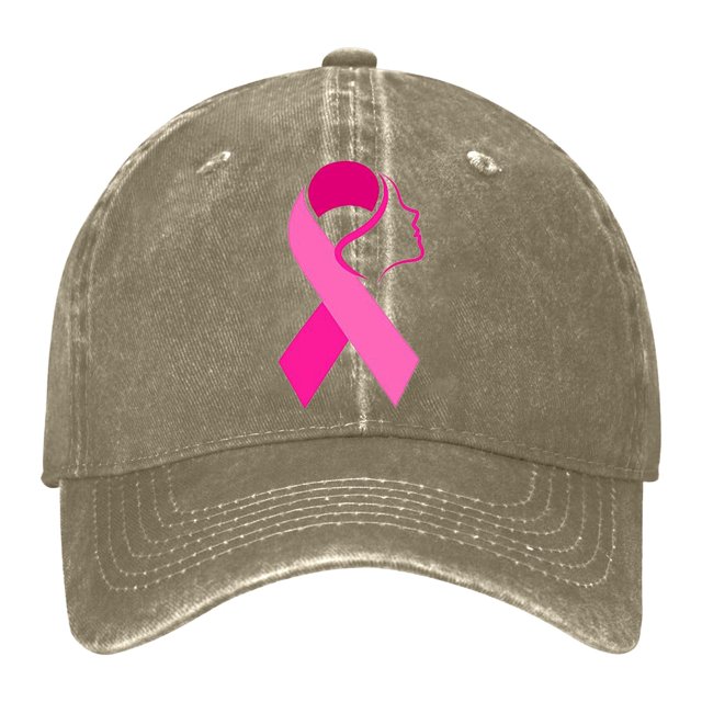 Women's Breast Cancer Awareness Month Printed Washed Baseball Cap Outdoor Sports Hat