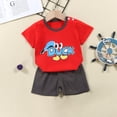 thumbnail image 2 of Girls Spring Outfits Summer Short Sleeved T Shirt Set Shorts Two Piece Set Newborn Boy Clothes Clear 6-12 Months, 2 of 3