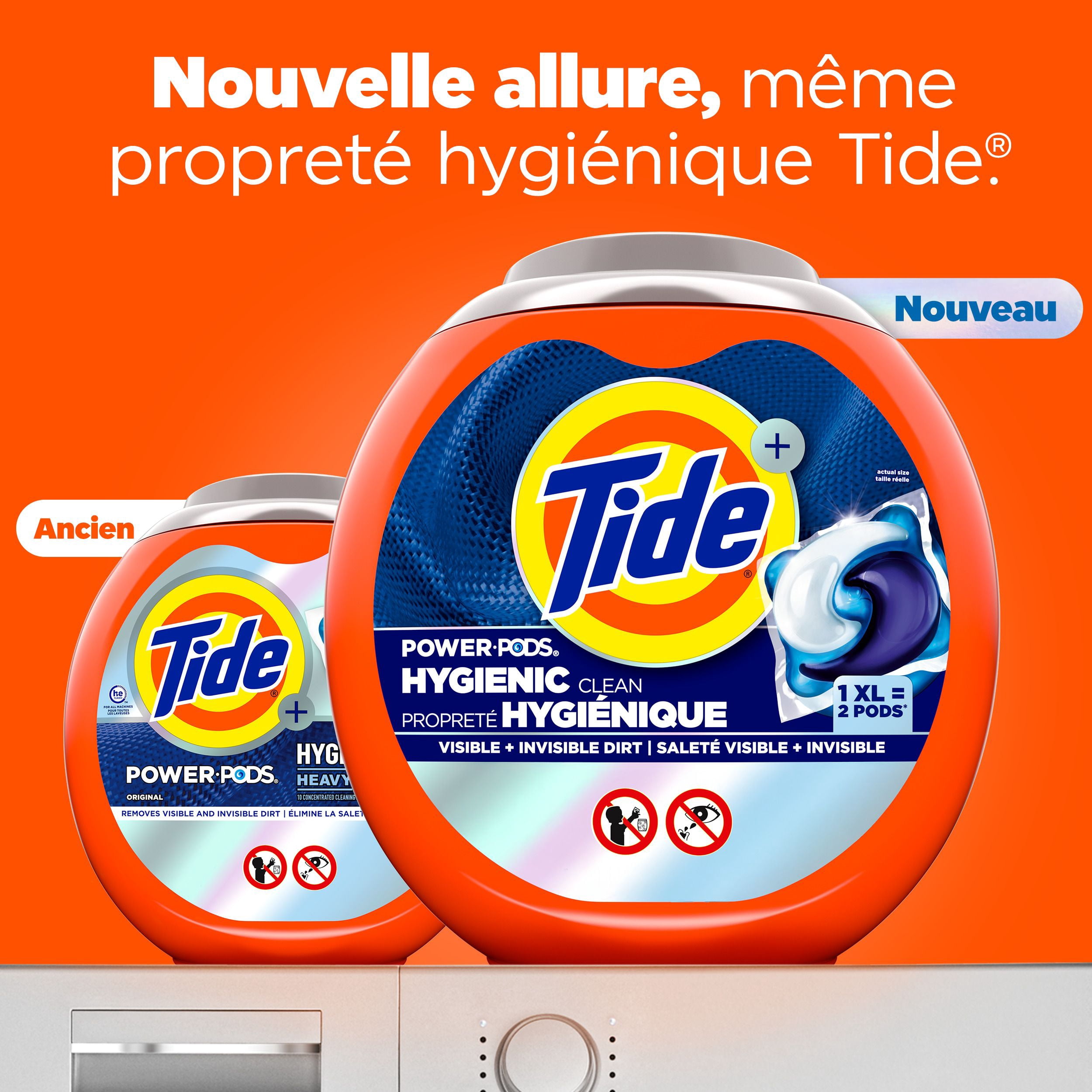 Tide Propreté Hygiénique Power PODS Capsules de Détergent à Lessive, Parfum Original, Élimine la Saleté Visible et Invisible, Capsules de Savon à Lessive Détergent, 45 Unités