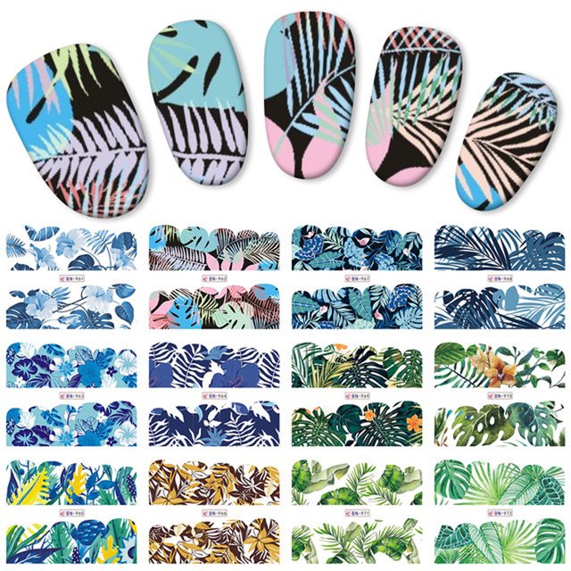 EGNMCR Nail Stickers Nail Watermark Sticker Gold Watercolor FlowerColor Nail Sticker 1PC Nail art