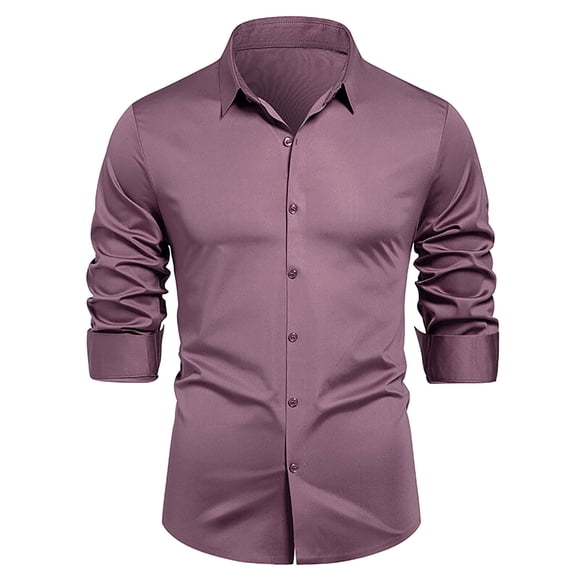 Kaemgyyd Mens Dress Shirts Solid Long Sleeve Stretch Wrinkle-Free Formal Shirt Fashion Work Business Casual Button down Shirts
