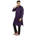 thumbnail image 3 of Atasi Indian Solid Kurta Pajama Set For MensMandarin Collar Casual Long-Wear Kurta, 3 of 7