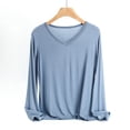 thumbnail image 2 of MeetoTime Women's Long Sleeve Shirts Soft Lightweight Undershirts V-Neck Slim Tees Basic Layer Pullover Tops, 2 of 6