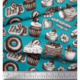 thumbnail image 2 of Soimoi Poly Georgette Fabric Cupcake,Donut & Cookies Food Print Fabric by Yard 52 Inch Wide, 2 of 3
