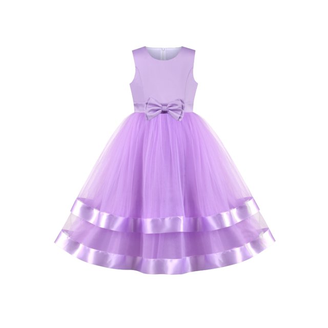Girls Dress Sleeveless Purple Princess Prom Gown Wedding Party Bridesmaid 8 Years