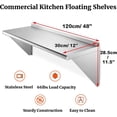 thumbnail image 3 of Stainless Steel Shelf Heavy Duty Floating Shelves Commercial Wall Mounted Shelving Storage Rack with Backsplash for Home Kitchen Hotel Restaurant Bar, 3 of 9