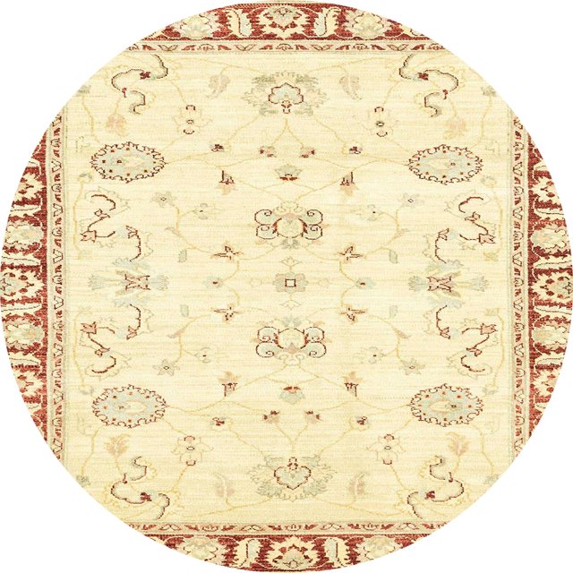 Ahgly Company Indoor Round Abstract Pastel Yellow Oriental Area Rugs, 4' Round