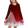 thumbnail image 2 of WEAIXIMIUNG Robe Jupe Plissée Mini Enfants Filles Tout-Petits Sapins de Noël Imprimé Cerf Robe de Fête à Manches Longues, 2 of 3