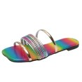 thumbnail image 2 of Pisexur Women Shoes Summer New Rhinestones Flat Flip-flops Beach Sandals, 2 of 9