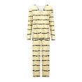 thumbnail image 4 of Timegard Ensembles de Pyjamas pour Femmes 2 Pcs à Rayures Manches Longues Col en V Haut Froncé et Pantalon Tenues de Pjs d'Automne, 4 of 5